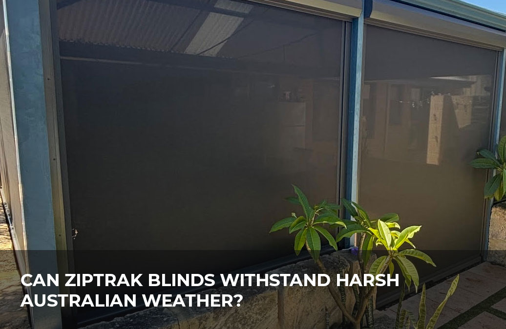 Outdoor area enclosed with Ziptrak blinds providing UV, wind, and rain protection