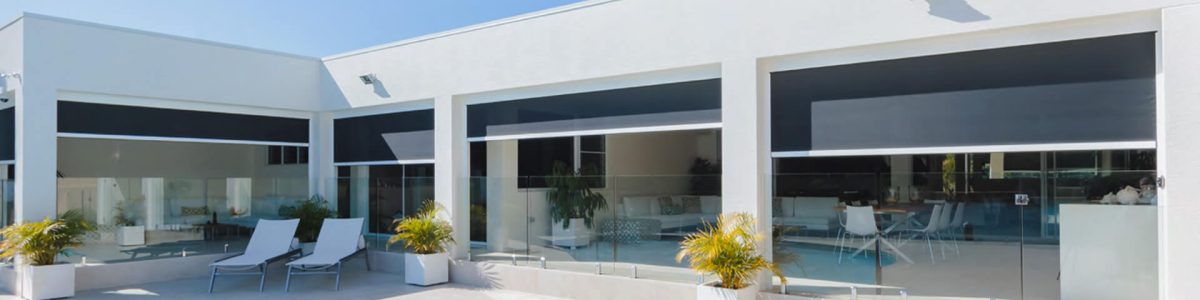 outdoor blinds by the pool area
